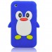 iPhone 3G 3GS - 3D Silicone Penguin Soft Protective Phone Cover Case - Blue